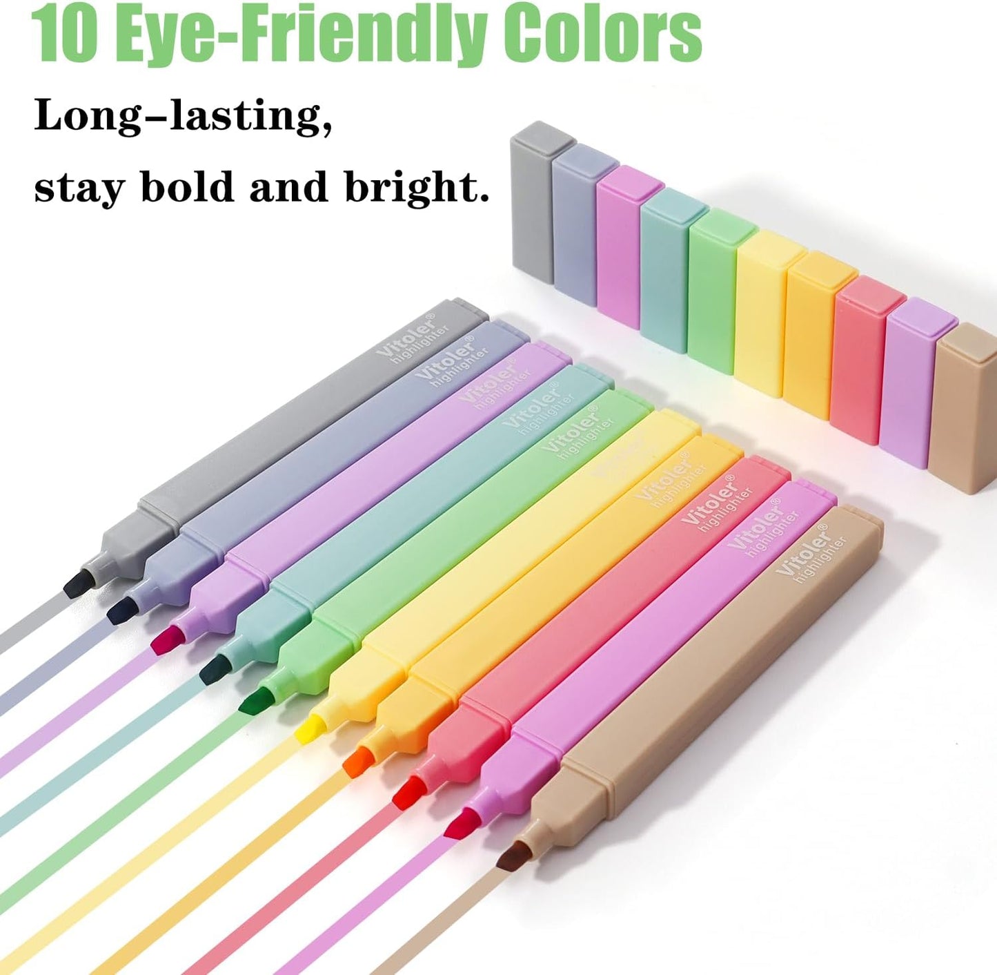 Bible Highlighters, 10 Pack, Assorted Colors, Fast Dry, Pastel Highlighters No Bleed, Set, Bible Journaling Highlighter, Marker, Colored School Supplies