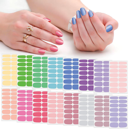 SILPECWEE 16 Sheets Youthful Solid Color Nail Wraps for Women Nail Polish Strips Gel Nail Strips
