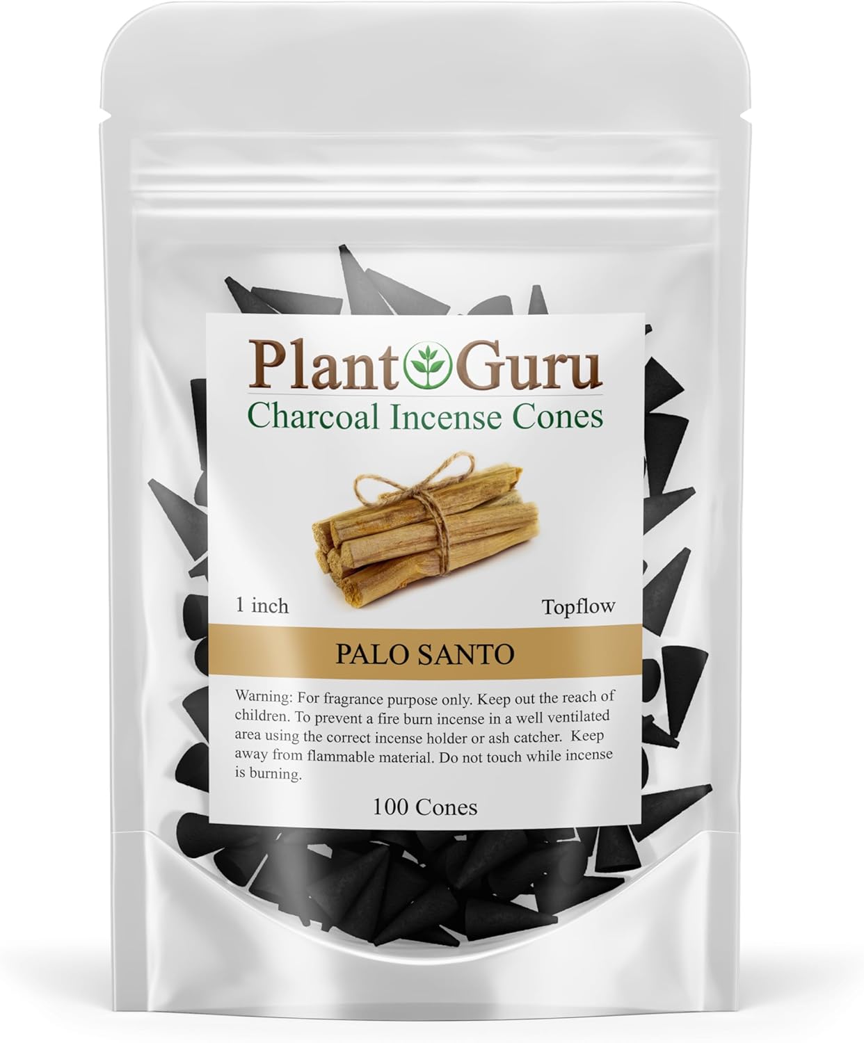 Palo Santo Charcoal Incense Cones 1" TOPFLOW - 100 Pack Bulk - Natural Scented Cones Handmade Hand Dipped