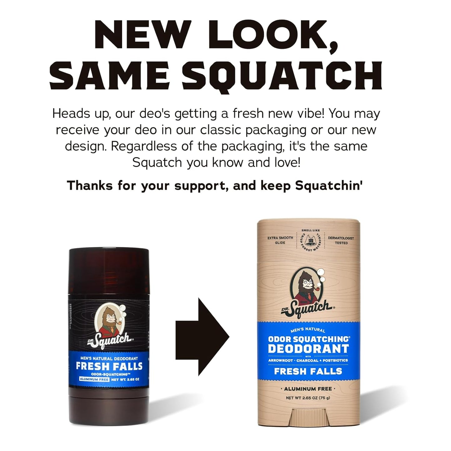Dr. Squatch Natural Deodorant for Men - Odor-Squatching Aluminum Free - Pine Tar & Birchwood Breeze (2.65 oz, 2-Pack)