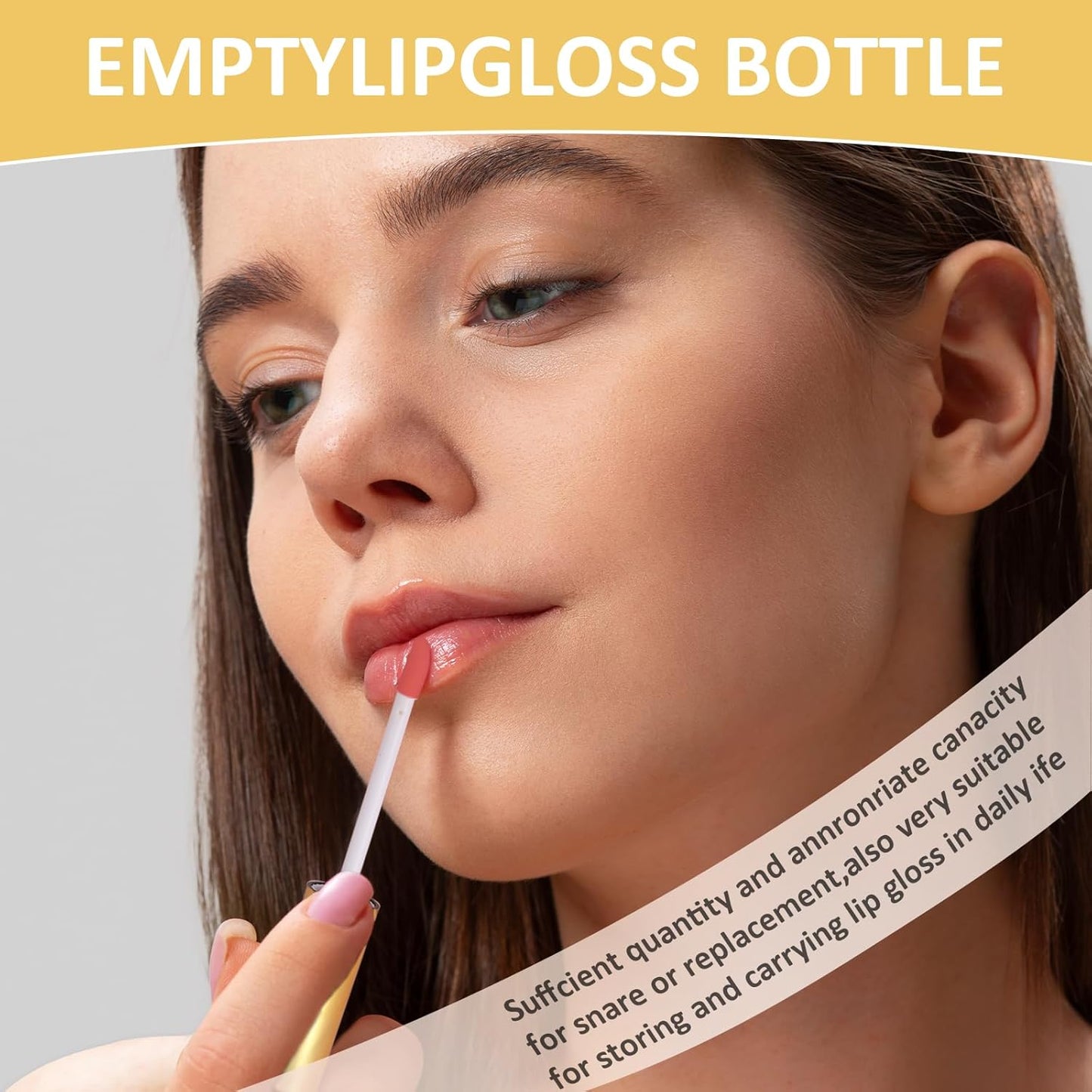 Molain 5PCS Empty Lip Gloss Tubes, 10ml Refillable Cosmetic Containers Bottles Lip Balm Bottles with Wand Concealer for Lipstick Samples, Lip Balms(Gold tube cap)