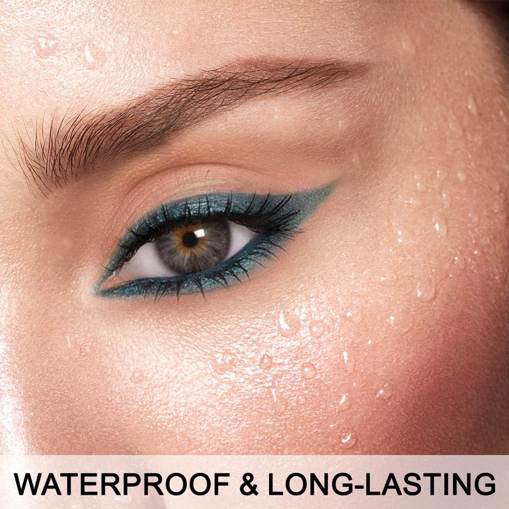 evpct 2Pcs Sky Royal Cobalt Cold Blue Color Gel Glitter Eyeliner Pencils Set for Women Waterline Waterproof Smudge Proof lapiz de ojos delineador de ojos contra el agua Eye Liner Makeup