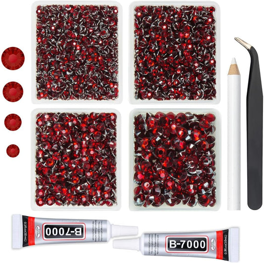 Dark Red Crystal Resin Rhinestones w B7000 Jewelry Glue for Bedazzling Crafting 3mm 4mm 5mm 6mm