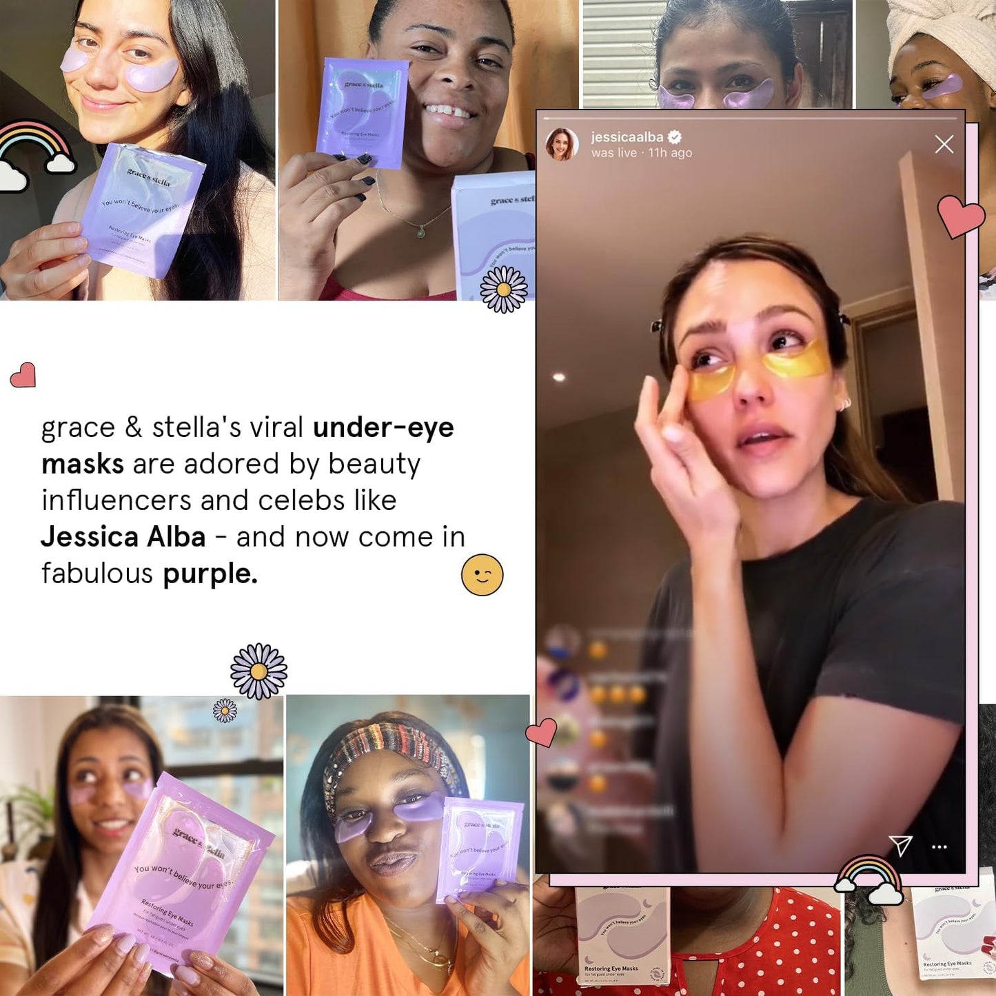 grace & stella Retinol Under Eye Patches for Puffy Eyes and Dark Circles - Restoring Gel Under Eye Masks with Hyaluronic Acid - Vegan Cruelty-Free Skincare - Birthday Gifts for Women (Purple, 6 Pairs)