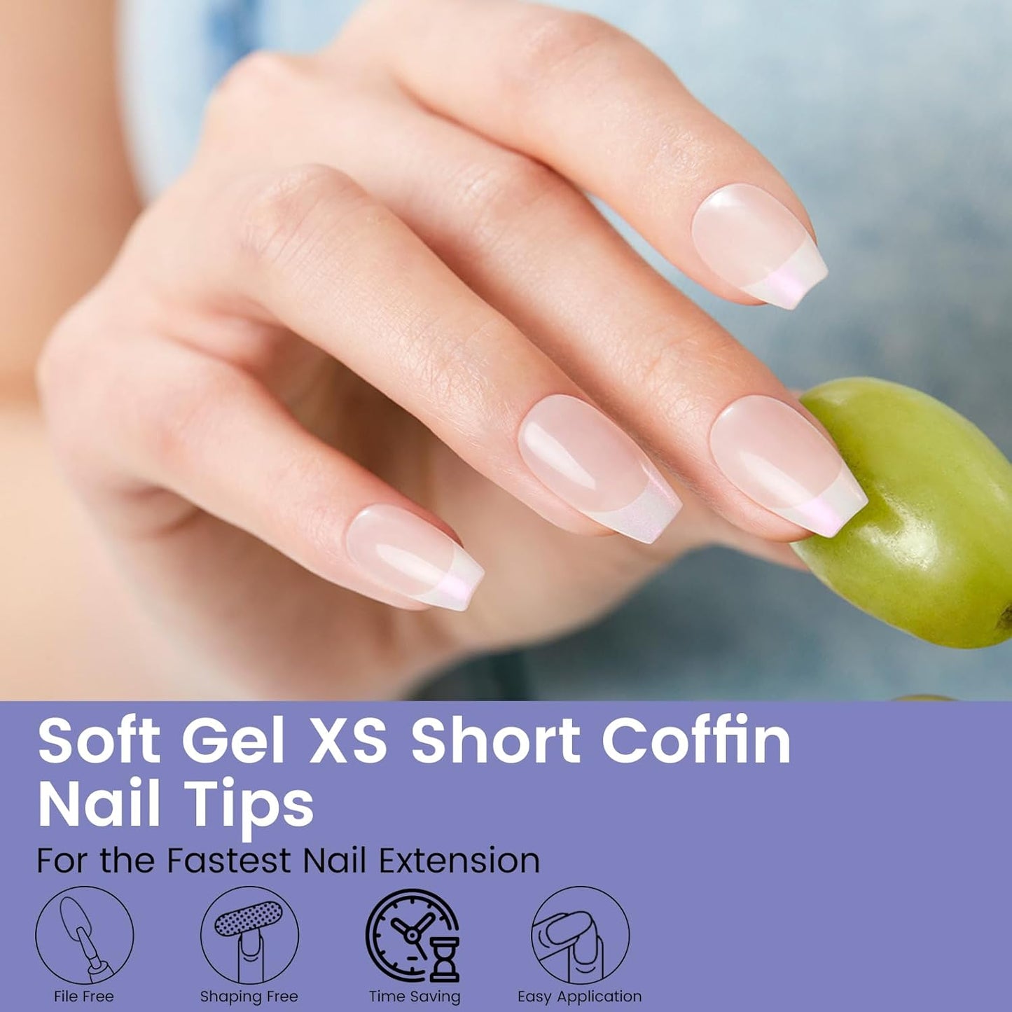 Extra Short Coffin Nail Tips: 240PCS Clear Gel Short Coffin Nails Tips, 12Sizes Full Cover Acrylic Pre-shaped Press on Fake Nail Tips for Nail Extension Home DIY Manicure