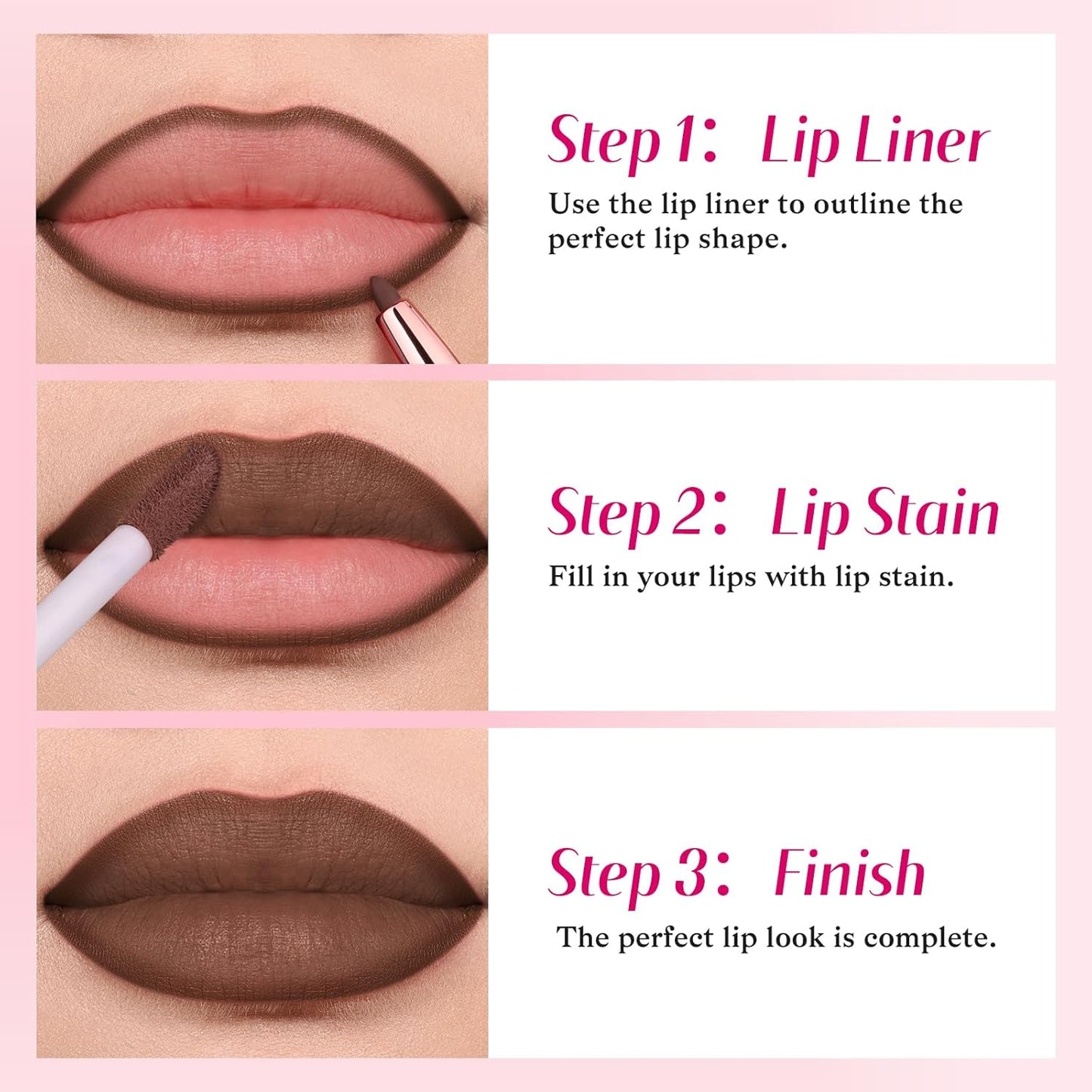 2-IN-1 Lip Liner and Lip Stain, High Pigmented Long Lasting Velvet Lip Tint, Well-Defined Lipliner, Weightless Waterproof Not Animal Tested, Matte Finish Makeup