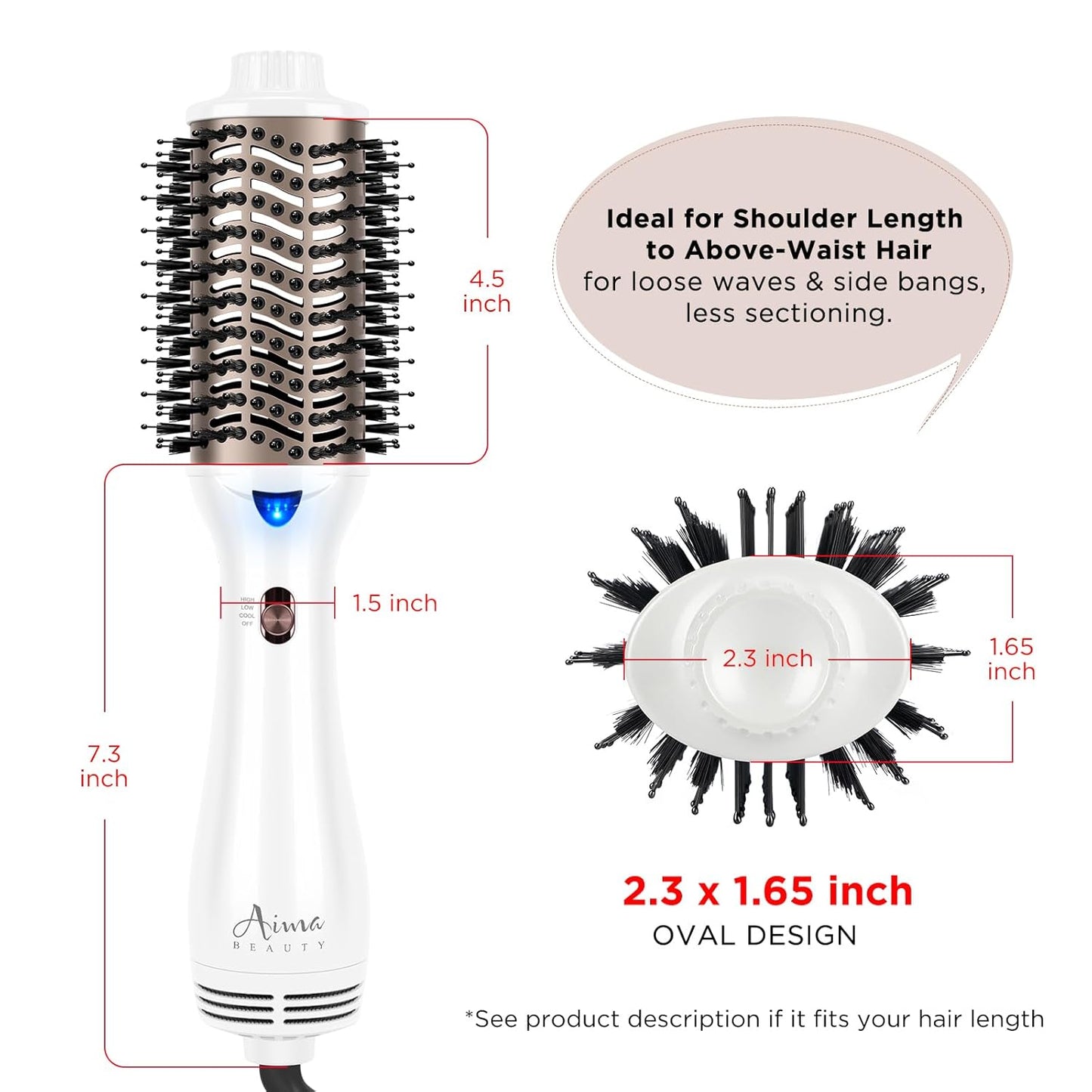 One Step Dryer & Volumizing Hot Air Brush, Blow Dryer, Ceramic Straightener, Curler & Hot Comb 4 in 1 Salon Ionic Hair Styling Tools, White