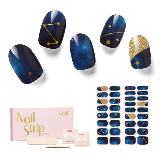 NAILOG Semi Cured Gel Nail Strips 34 pcs| Buy 2 Get 1 UV Lamp | Long Lasting Nail Polish Sticker