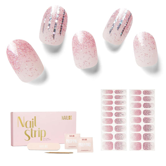 NAILOG Semi Cured Gel Strips, 34 pcs Salon-Quality Stickers, Long Lasting Wraps for Women With Soft