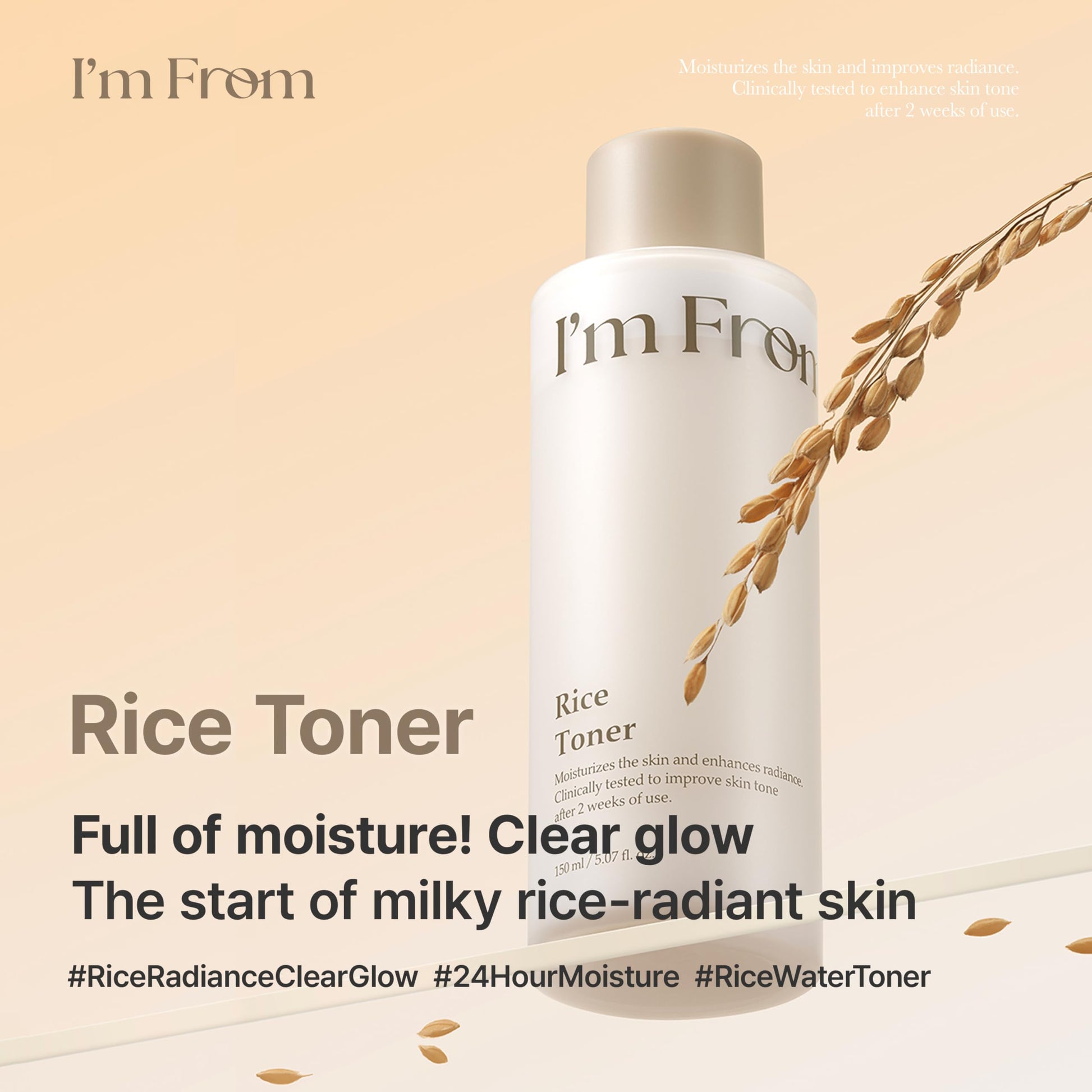 I'm From Rice Toner, Korea Glow Milky Rice Toner, niacinamide, Glass&Dewy, Hydration, Calming, All