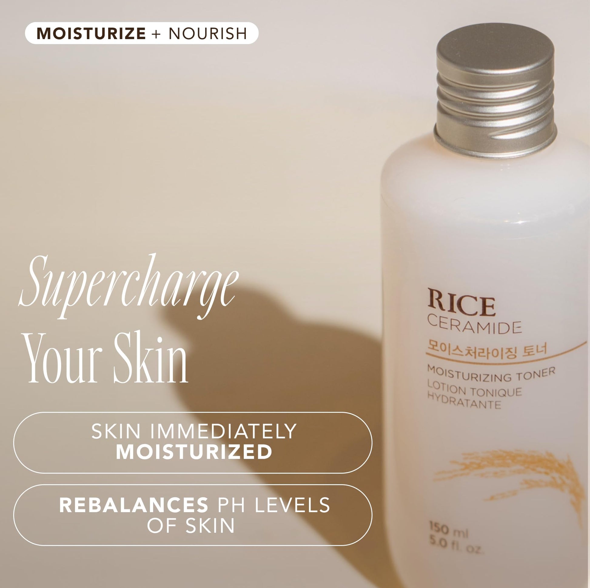 THE FACE SHOP Rice Ceramide Moisturizing Toner, Hydrating with Rice Water, Targets Dryness