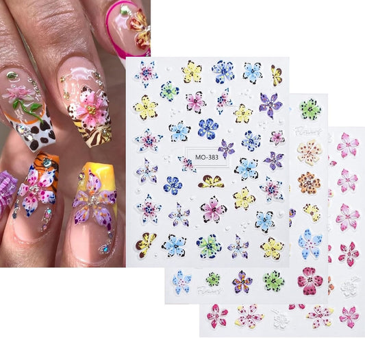 Stickers para Uñas Nail Stickers Self-Adhesive Sticker para Uñas Color 3D Wild Flower Calcomanías