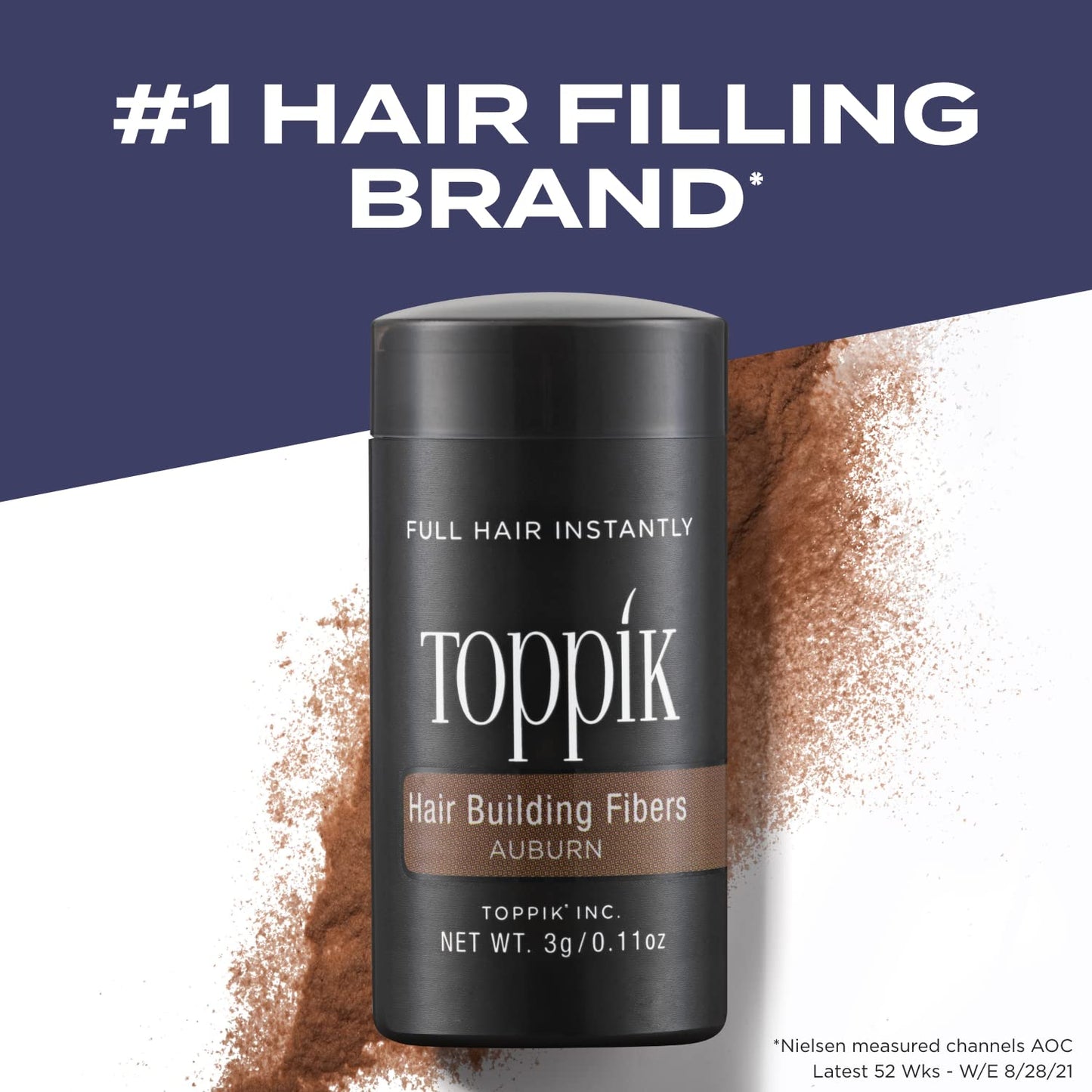 Toppik Hair Building Fibers, Auburn, 0.11 Ounce Fill In Fine or Thinning Hair, Instantly Thicker