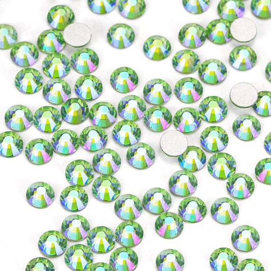 1440Pcs Light-green Ab Crystal Rhinestones,Glass Flatback Rhinestones Gemstones for Nail Face Makeup Art Crafts Clothes Decoration -(SS12,3.0mm,Light-green Ab)
