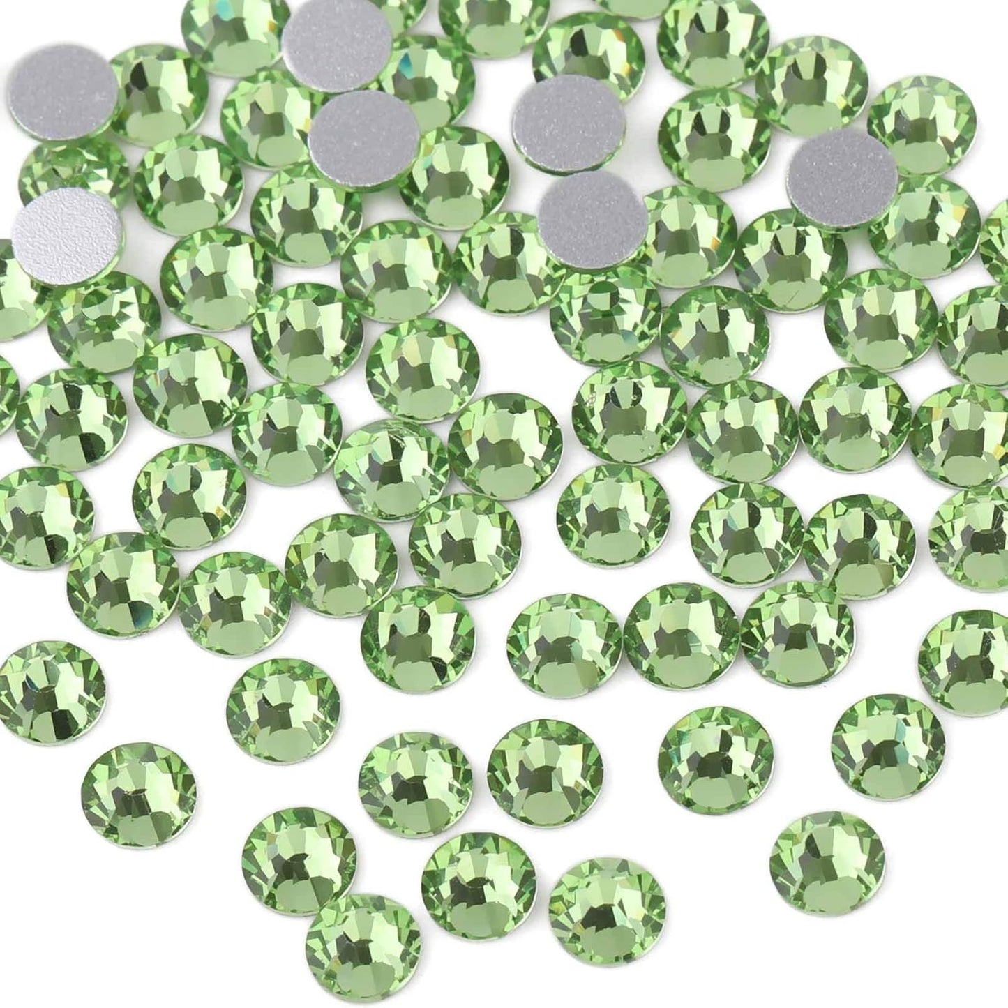 beadsland Flat Back Crystal Rhinestones Round Gems for Nail Art and Craft Glue Fix,Light Green (6.4-6.6mm) SS30/288pcs