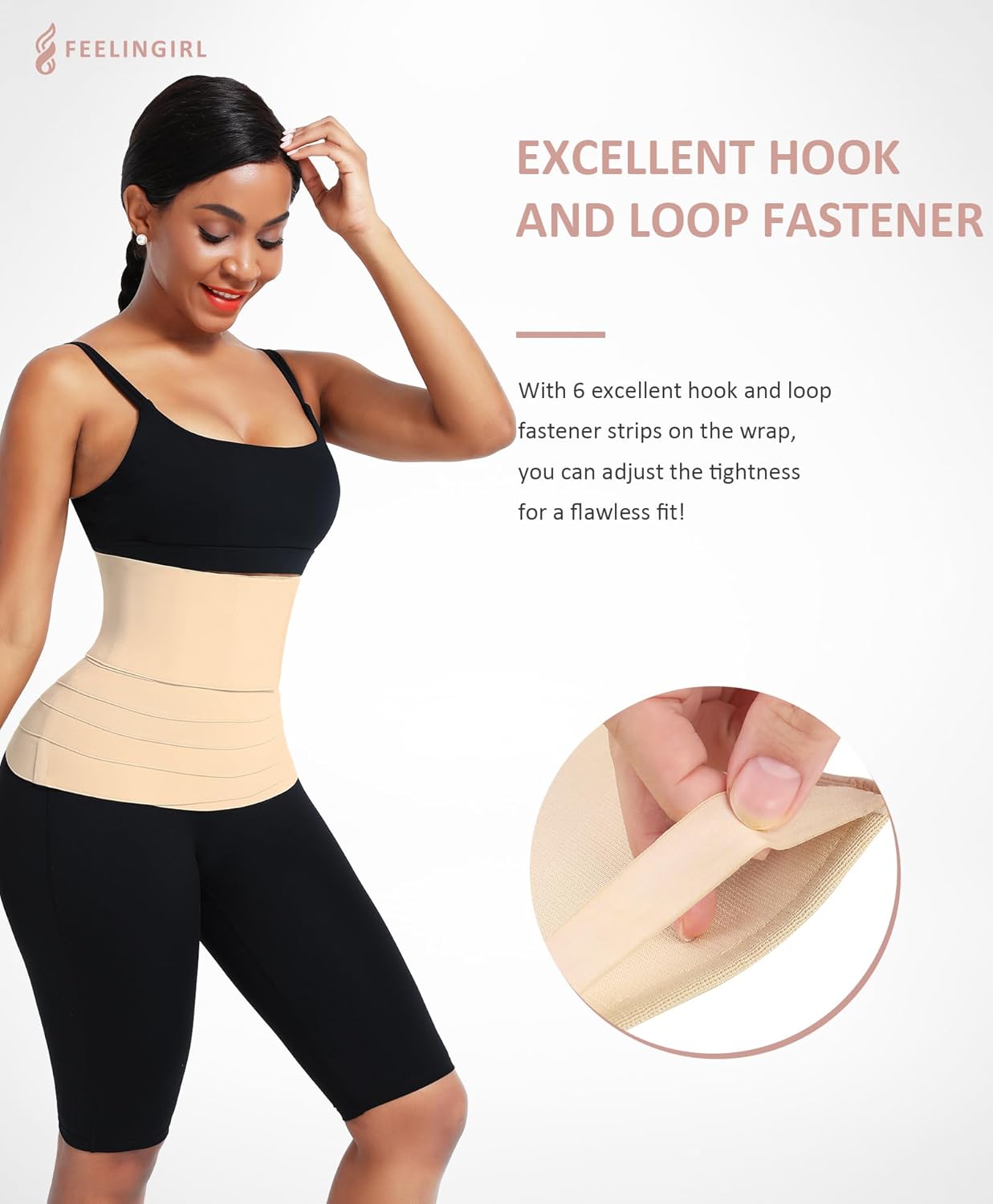 FeelinGirl Waist Trainer for Women Bandage Wrap Trimmer Belt Long Torso Tummy Wraps Belly Body Shaper Waist Trimmer Belt