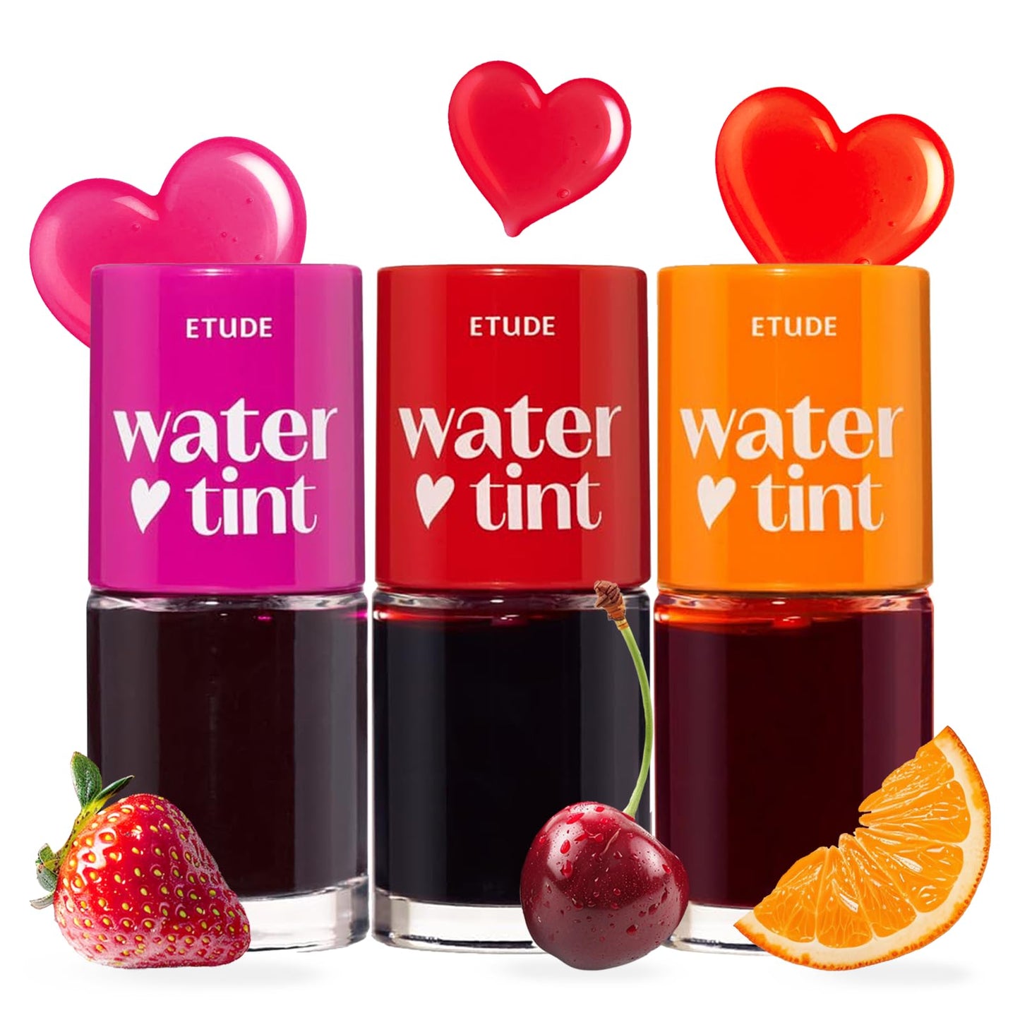 ETUDE Dear Darling Water Tint 3 Color Lip and Cheek Stain Set, 9g x 3