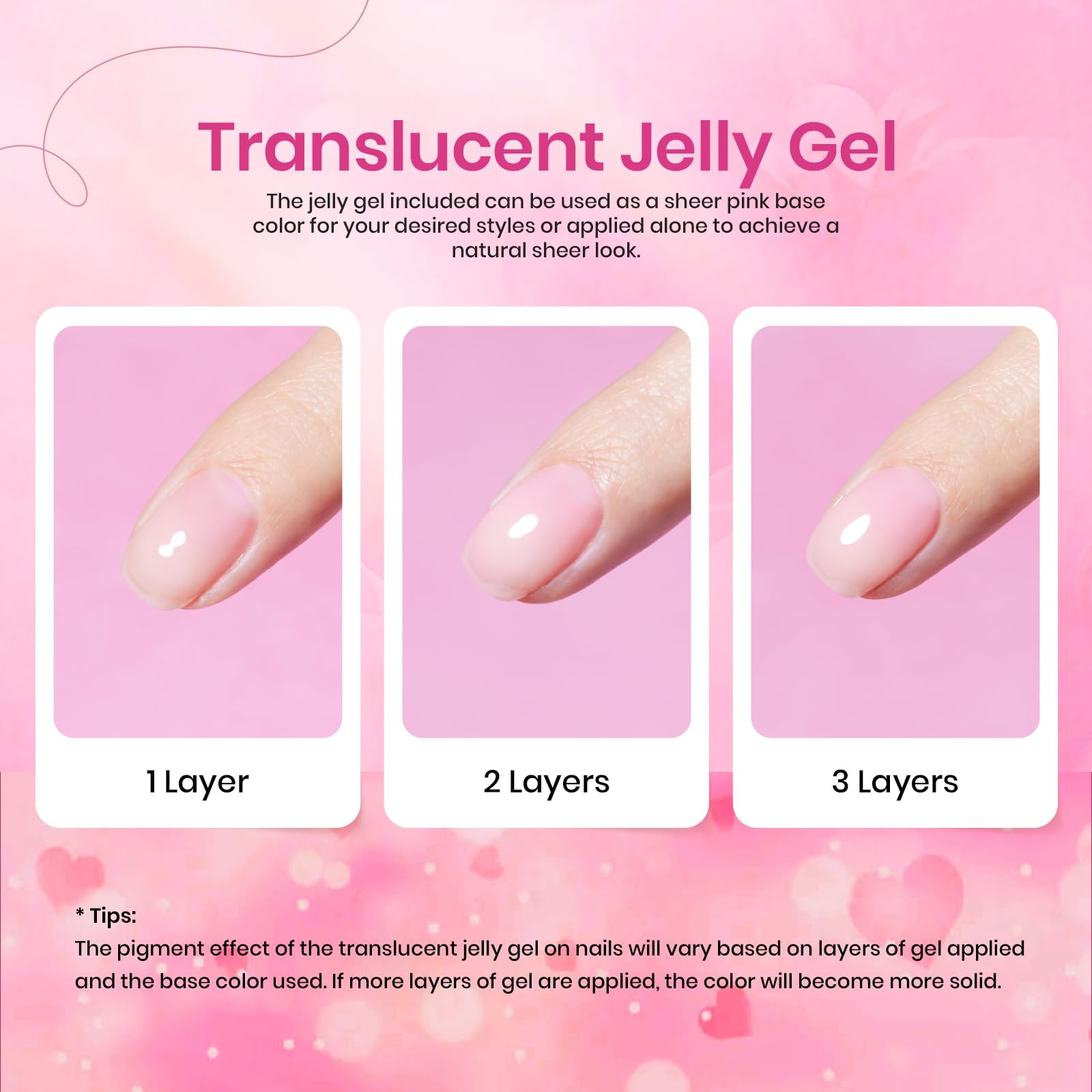 Beetles Pink Gel Nail Polish Set, 6 Colors Hot Pink Glitter Bright Jelly