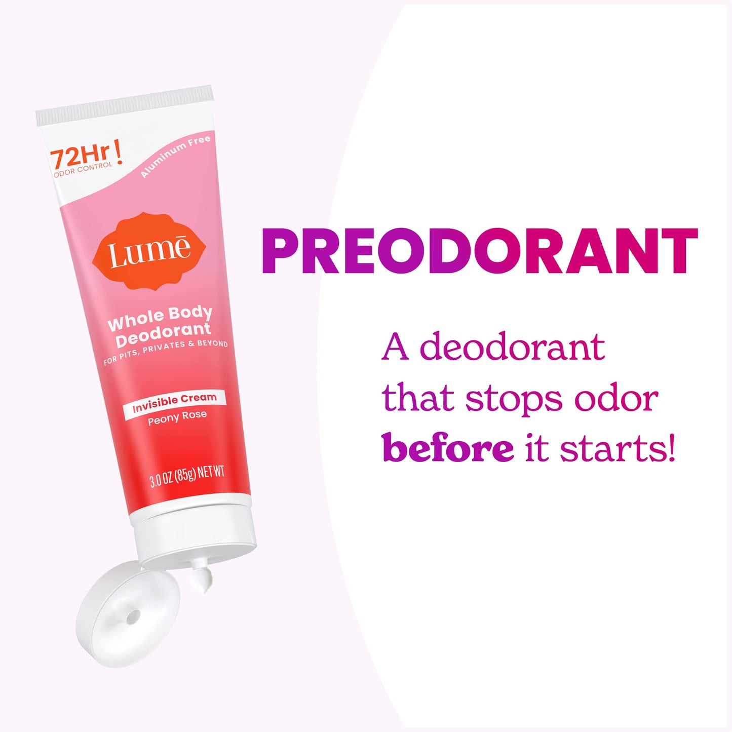 Lume Whole Body Deodorant - Cream Tube - 3 oz, 2 pk (Peony Rose)