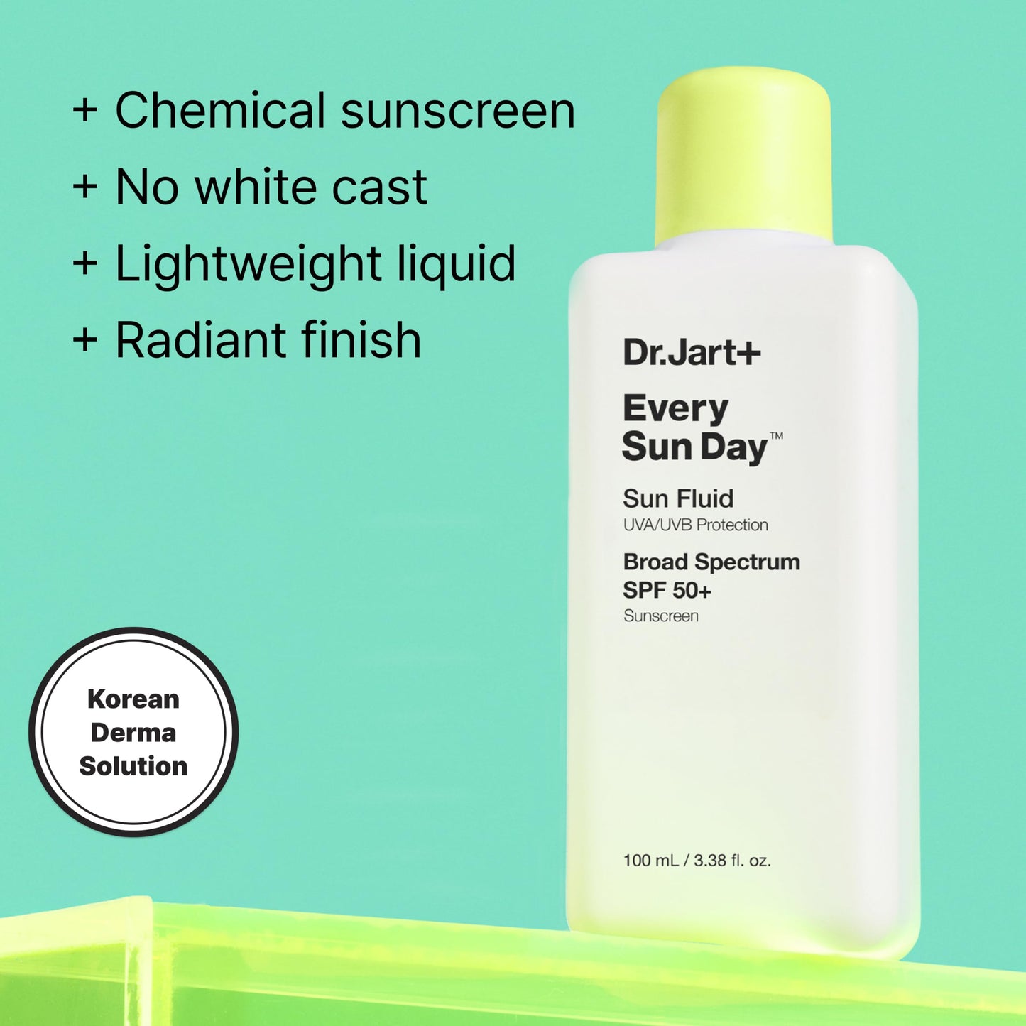 Dr.Jart+ Every Sun Day Sun Fluid Korean Sunscreen SPF 50+ for Face | Korean Skin Care, 3.38 Fl Oz