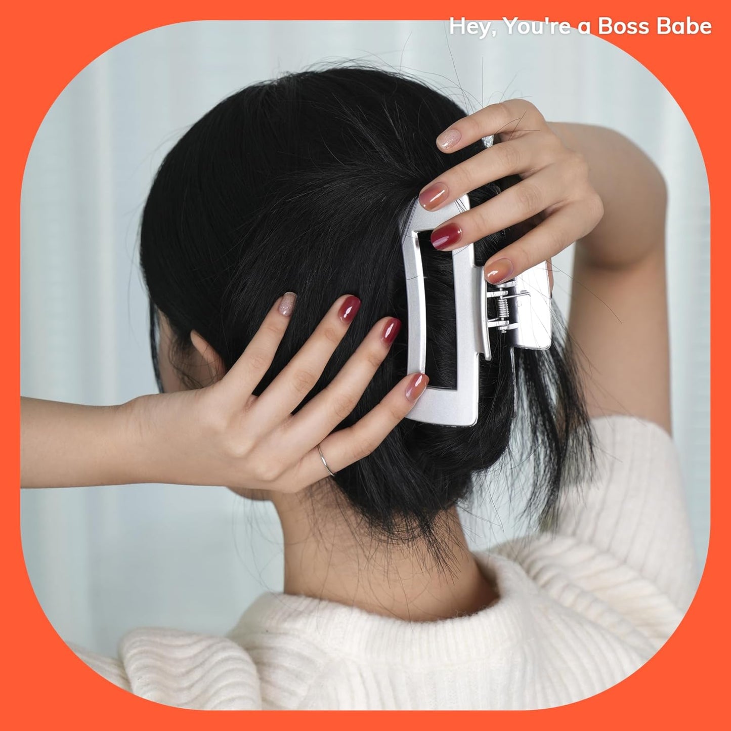 Semi Cured Gel Nail Strips | No LED Lamp Needed | Marble, Red | Easy Apply & Remove, Salon Quality | Includes 28 Strips, 1 Prep Pads, Nail File & Wooden Stick - Hey, You're a Boss Babe