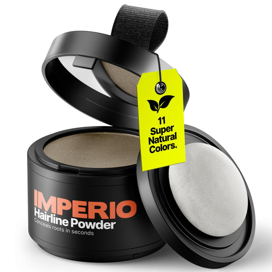 IMPERIO Root Touch Up Hair Powder for Concealing Hair Loss instantly - Hairline Powder for Women & Men - Water resistant Root Cover Up for Thinning Hair in Premium Hairdressing Quality (Light Brown)