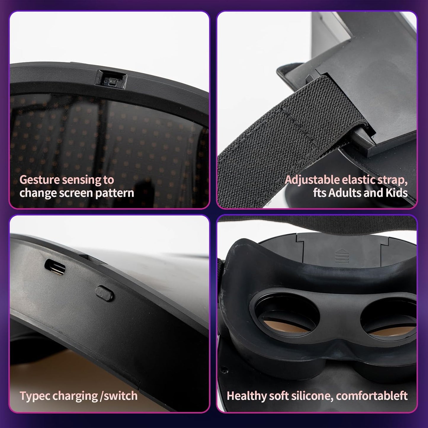 LED Facial Deformation Mask, Controllable by App - Programmable LED Halloween Mask, Digital Glowing Mask, for Costume Cosplay