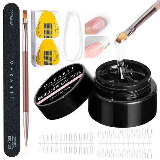 Makartt Clear Gel Builder Kit: Self-Levelling, Long Lasting Extension Hard Gels for Strengthener