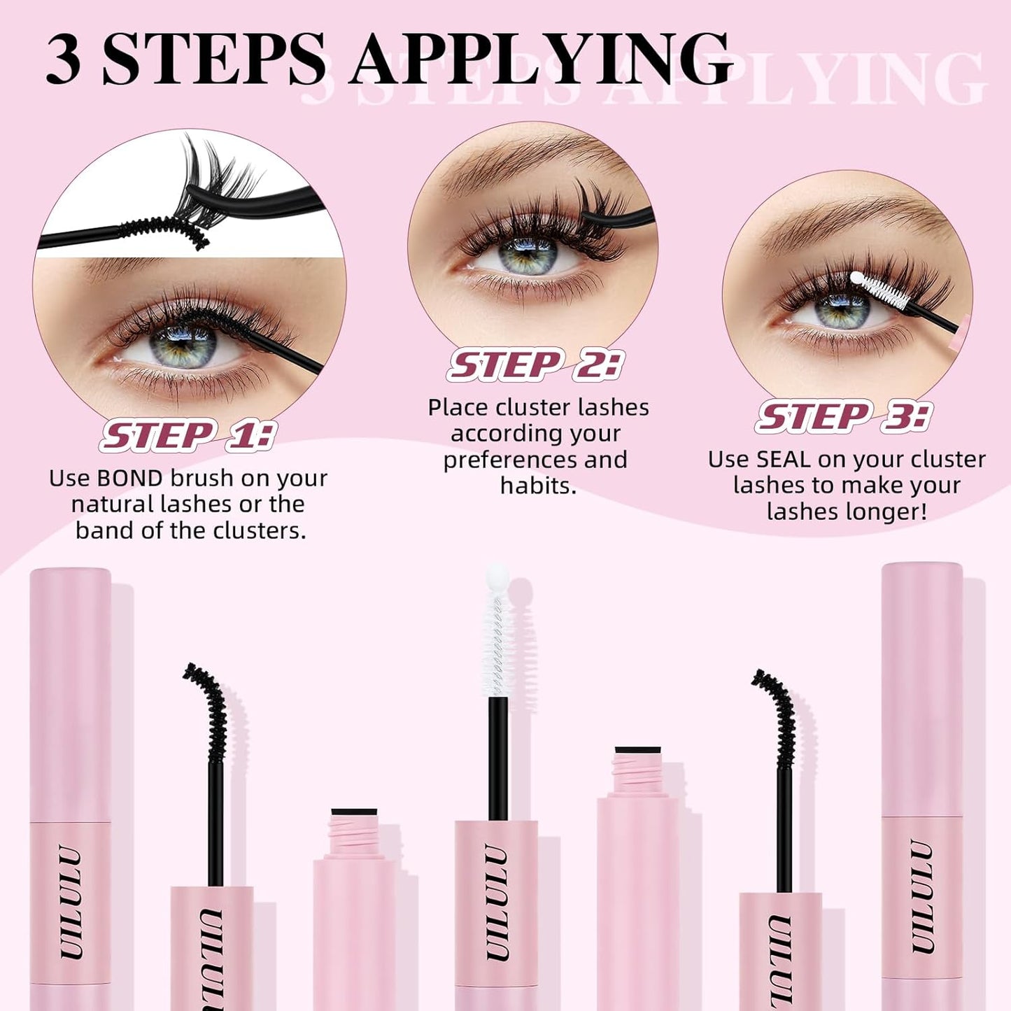 Lash Bond and Seal - 2-in-1 Lash Glue (5ml) & Sealer (5ml) for DlY Lash Extensions at Home, Waterproof Eyelash Adhesive for Cluster& Individual Lashes, Black Bond Eyelash Glue with Strong Hold