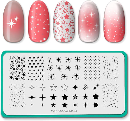 Maniology Shape Nouveau All-Star Nail Stamping Plate | Celestial Stamp Plates, Galaxy Stars