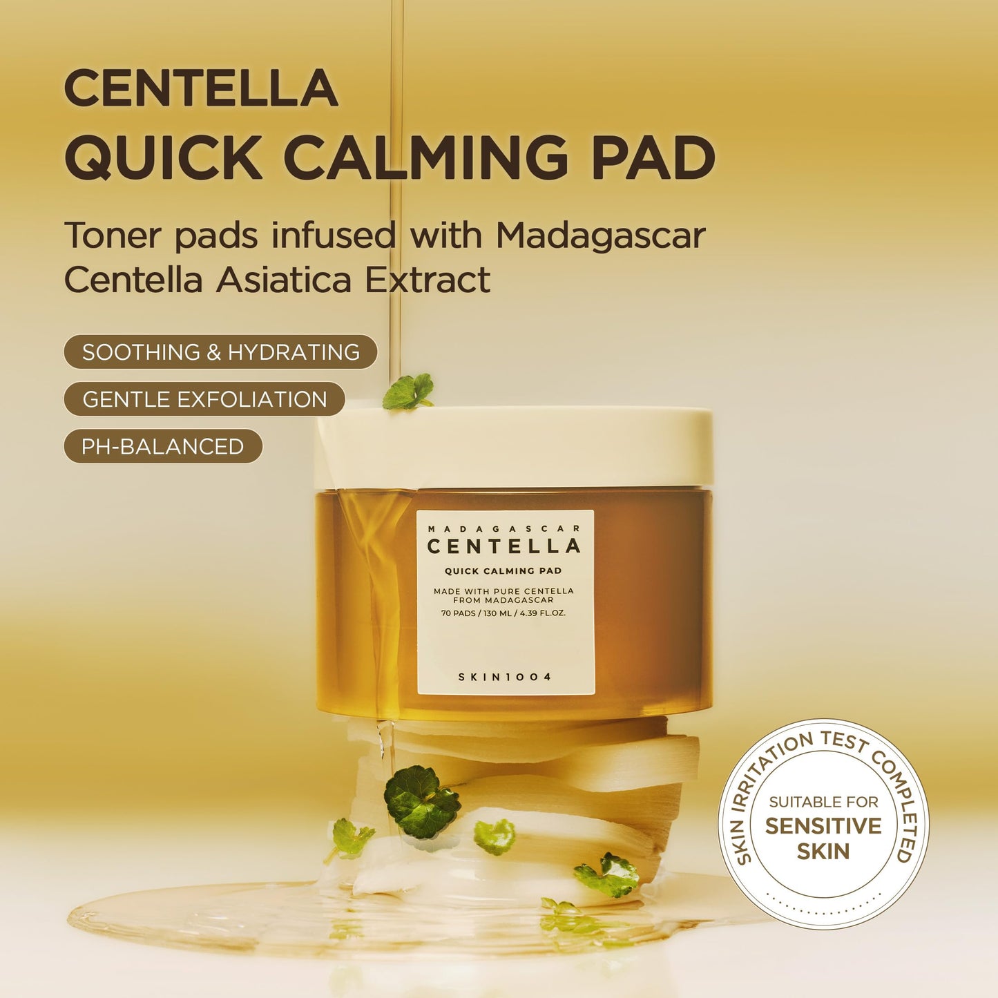 SKIN1004 Centella Quick Calming Pad, 70 Pads, Korean Face Toner Pad with Madagascar Centella