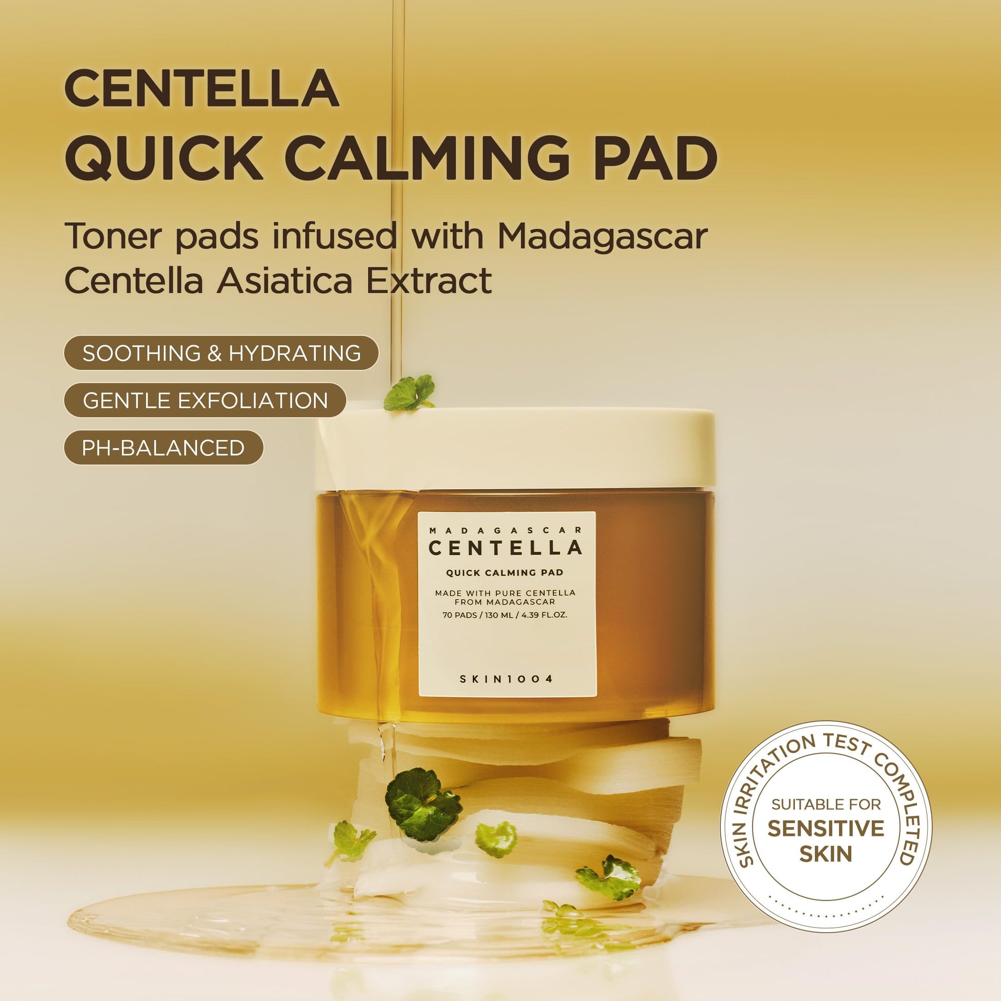 SKIN1004 Centella Quick Calming Pad, 70 Pads, Korean Face Toner Pad with Madagascar Centella