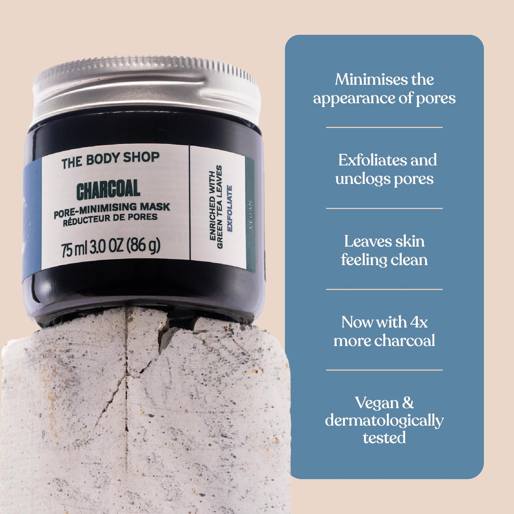 The Body Shop Charcoal Pore-Minimizing Mask | Clay-Based Exfoliating Face Mask | Absorbs Excess