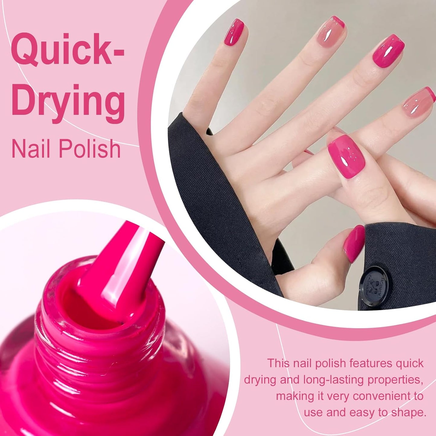 Major Dijit Neon Pink Quick Dry Regular Nail Polish - Nail Art Lacquer, 0.41 Fl Oz