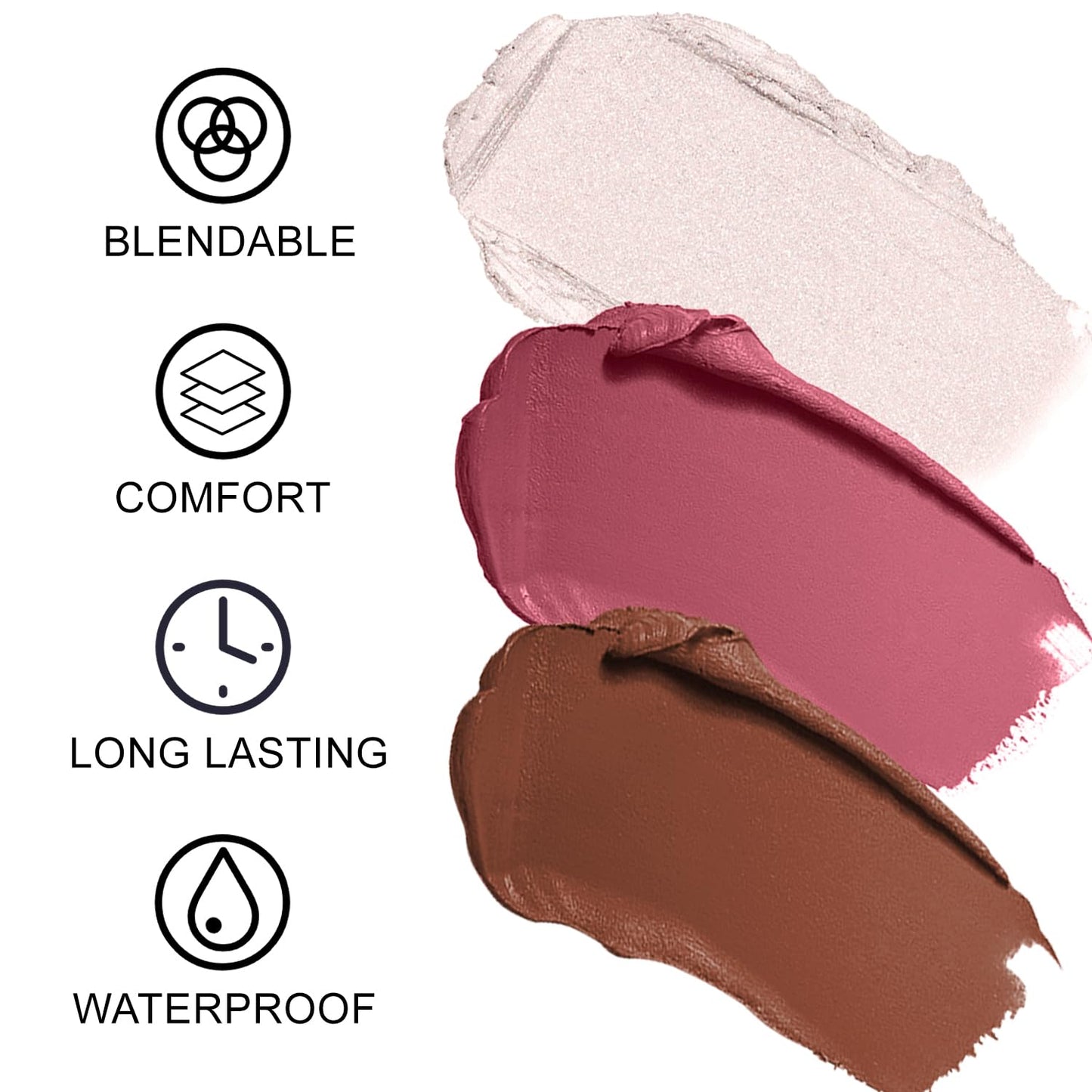 3Pcs Contour Stick Makeup Set, Shades with Highlighter Blush Bronzer Stick Kit for Sculpt the Cheeks and All Skin Type, Longwear Smooth Non-greasy Formula for All Skin Types, #2 NEUTRAL