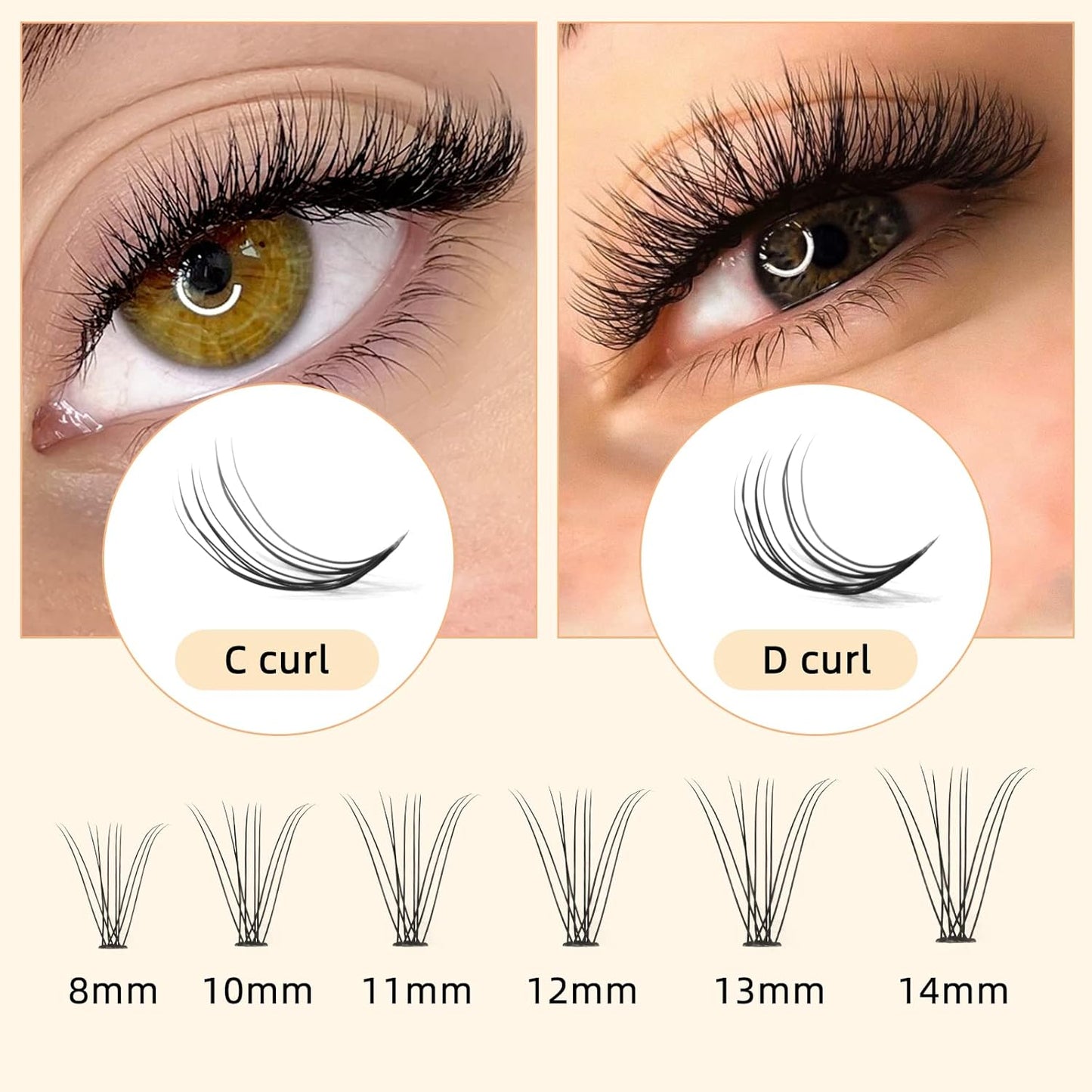 QUEWEL Lash Clusters 240Pcs Cluster Lashes 10D 0.10D Curl Mix8-14mm Individual Lashes Soft&Comfortable DIY Eyelash Extension at Home(10D 0.10D MIX8-14)