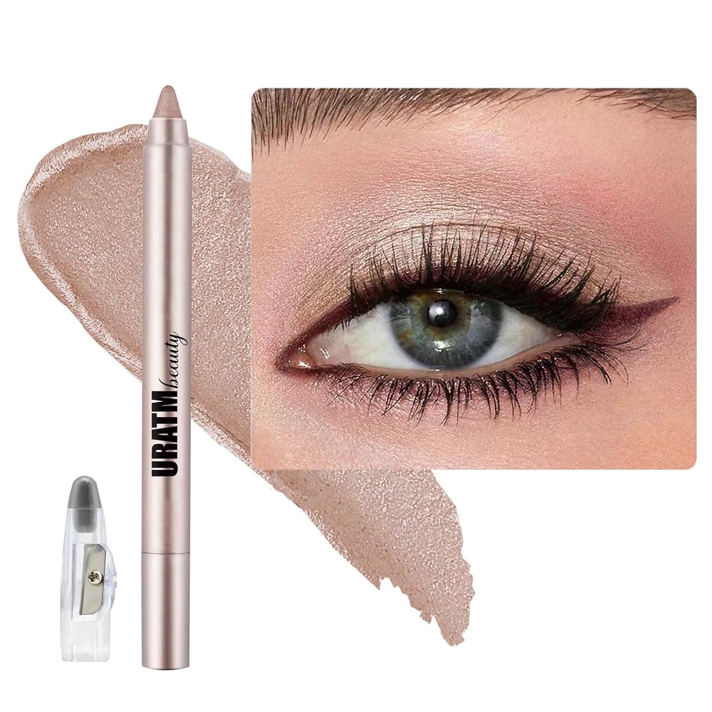 Rose Brown Eyeshadow Stick, Blendable Creamy eyeshadow Eye Brightener Stick, Waterproof Eyeshadow Pencil Long Lasting Crayon, Smooth Eye Shadow Highlighter Eye Liner Makeup.#B02 rose brown shimmer
