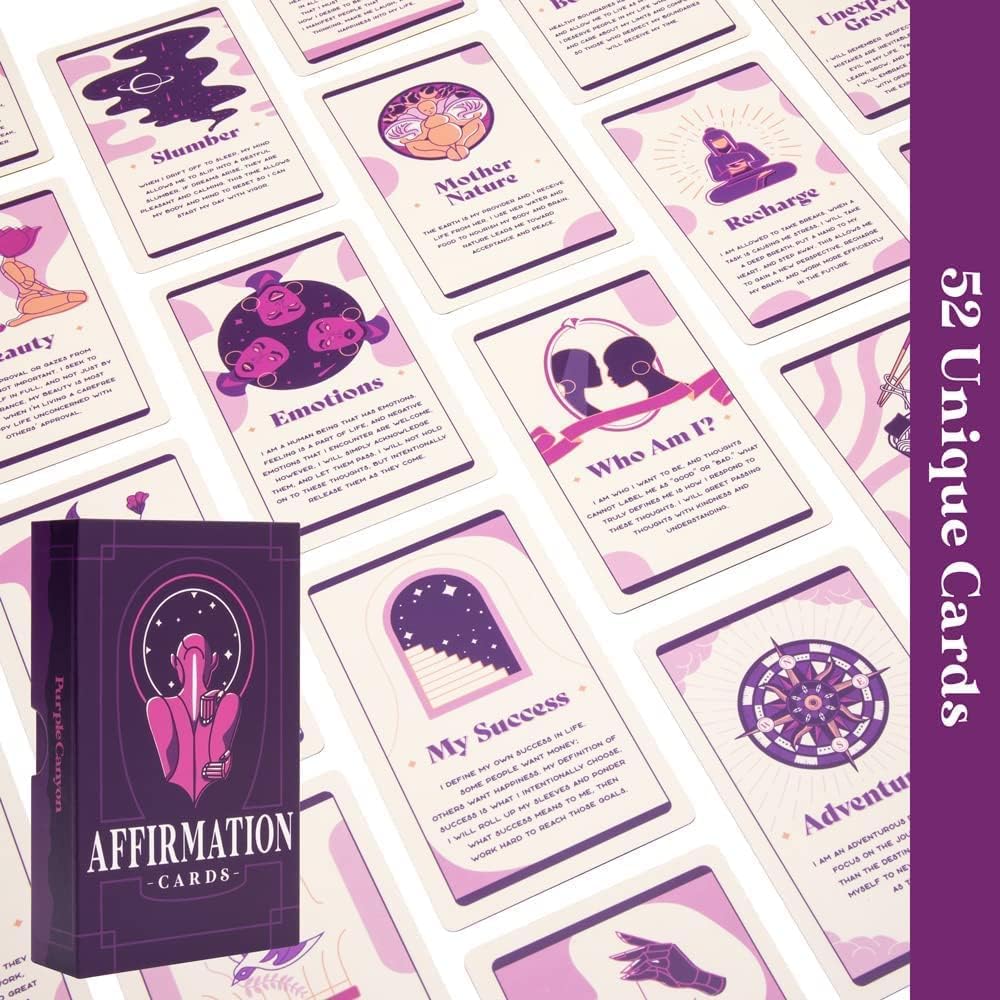 Purple Canyon Affirmation Meditation Kit with White Sage Smudge Kit and Affirmation Cards for Mindfulness and Stress Relief