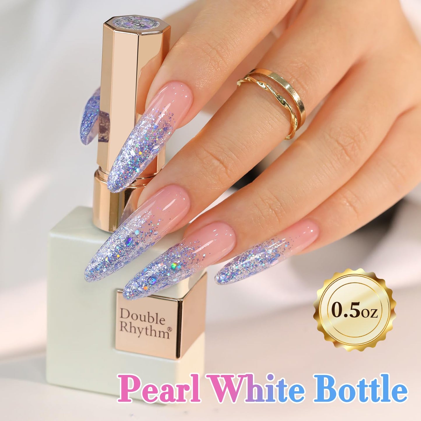 Double Rhythm 0.5Oz Glitter Gel Polish Shimmer Reflective Color for Nail Art Salon DIY Soak Off 15ml Nail Lamp Gel Polish at Home (Blue Purple-B1056)