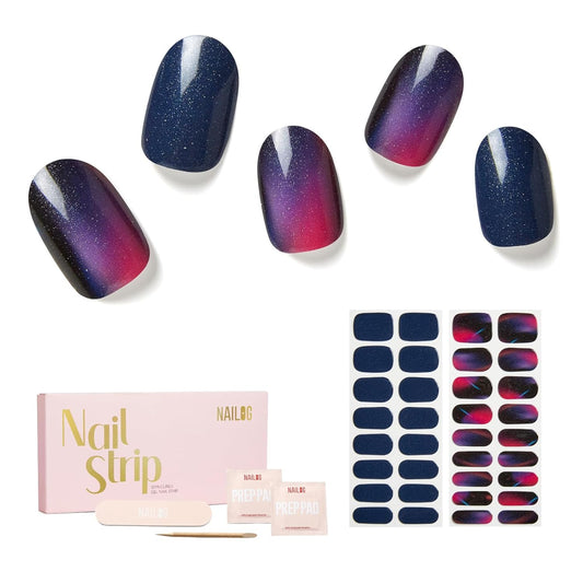 NAILOG Semi Cured Gel Strips - 34 Pcs Nail Stickers Buy 2 Get 1 UV Light | Long Lasting Wraps With