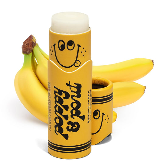 Poppy & Pout Kids Jumbo Lip Balm | All Natural Lip Balms & Moisturizers | Hydrates with Beeswax, Vitamin E, Organic Coconut Oil | Cruelty-Free | Lip Balm in Recyclable Cardboard Tube (Banana Fanna)