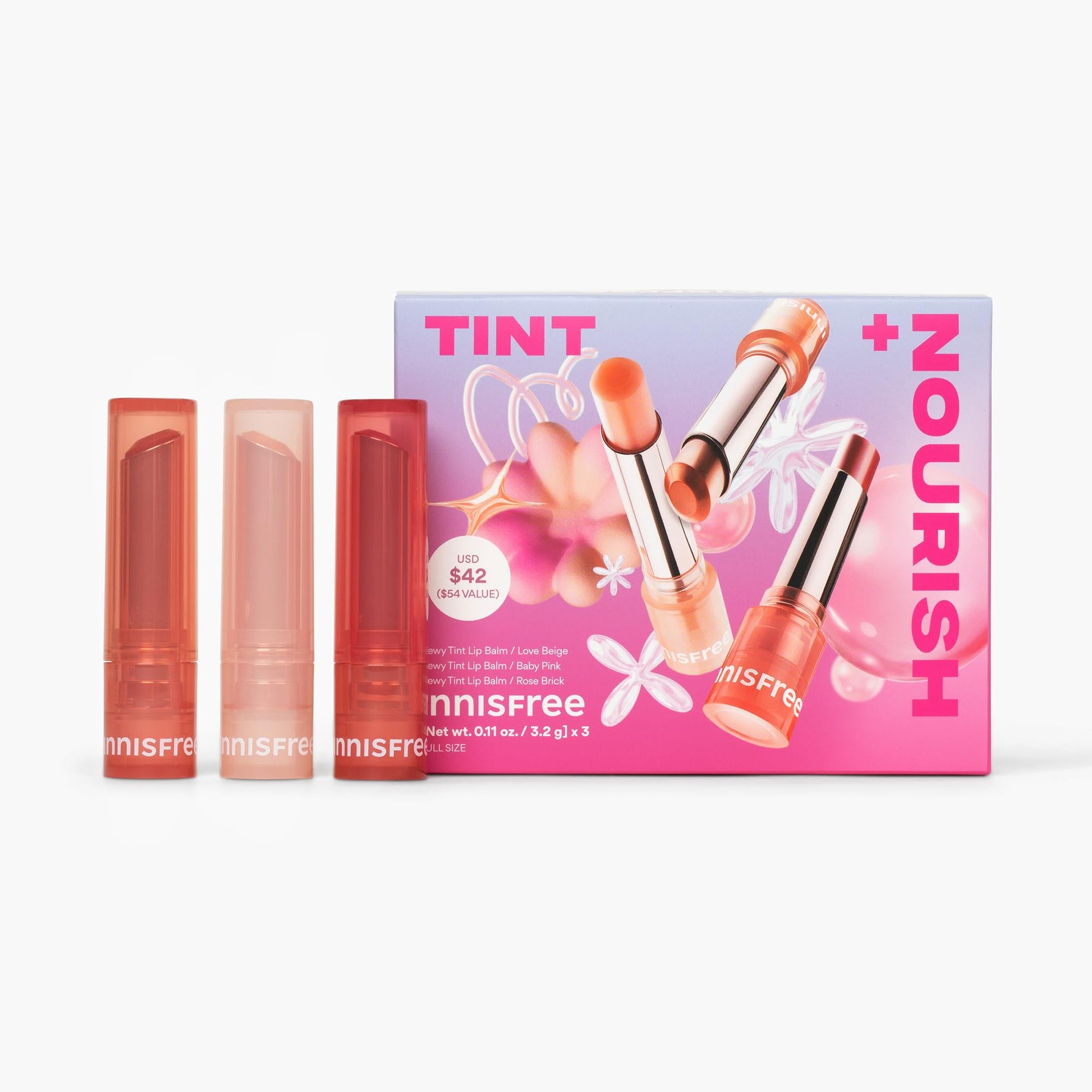 innisfree Tint + Nourish Set | Dewy Tint Lip Balm with Shea Butter | Korean Lip Balm Set with