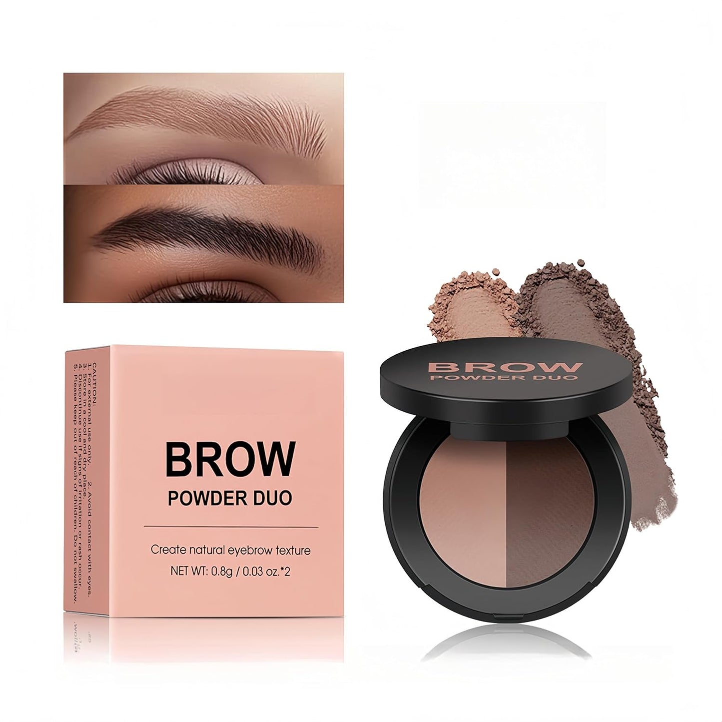 MAEPEOR Brow Powder Duo 6 Colors Natural Smooth Eyebrow Powder Professional Brow Contour Palette for Filler Defined & Sculpt (02 Chocolate)