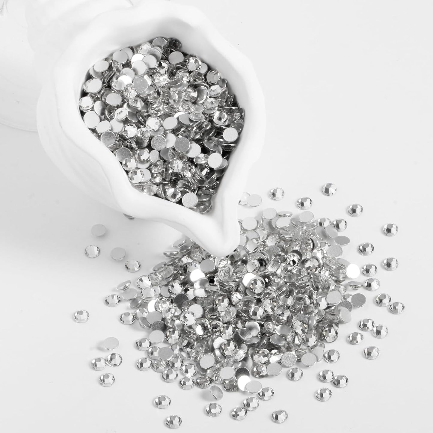 2000PCS SS16 Flatback Rhinestones | 12-Facet Diamond-Cut Glass Gems for Nail Art, Clothing, DIY Crafts |Glue-On Decoration Stones with Silver Backing(Crystal)