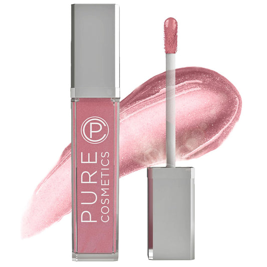 Pure Cosmetics Pure Illumination Lip Gloss - LED-lit Applicator w/Side Mirror - Non-Sticky, Moisturizing & Hydrating Lip Glosses - Soothes & Protects Dry Chapped Lips (Pouty Pink)