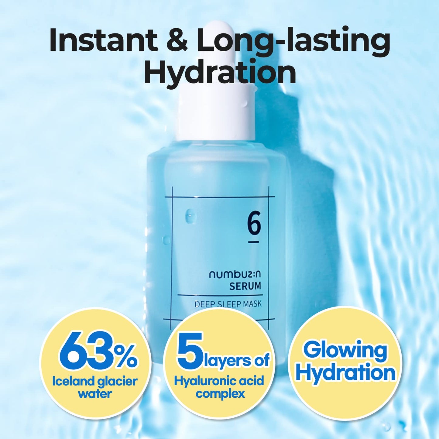 numbuzin No.6 Hyaluronic Acid Serum | Deep Sleep Mask Serum, Iceland Glacier Water for Deep