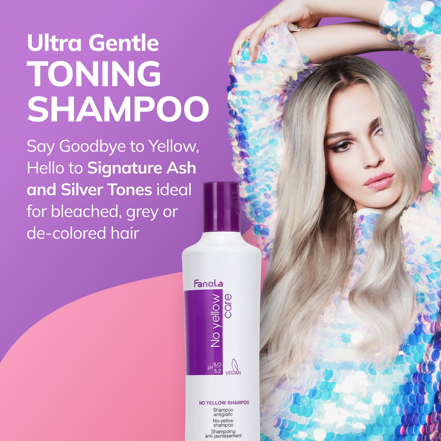 Fanola No Yellow Purple Shampoo & Anti-Brass Hair Toner, 11.8 oz
