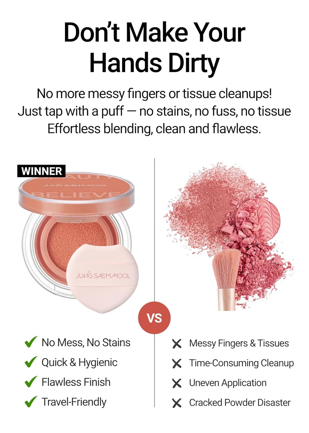 JUNGSAEMMOOL Artist Cushion Blush (Lavender Pink) | Easy to Blend, Lightweight, Hydrating Korean Makeup Cushion Blush for Dewy & Glowing Cheeks