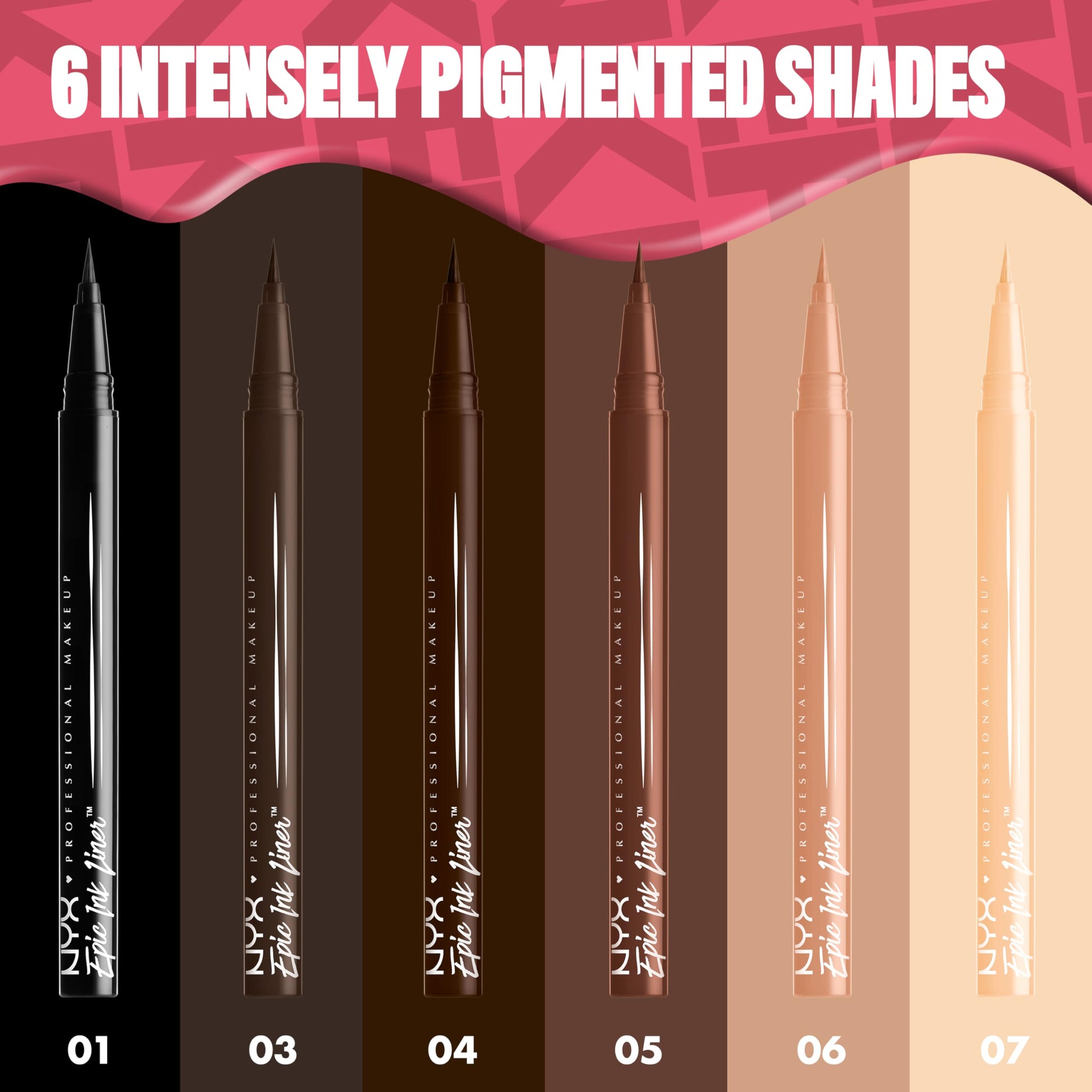 NYX PROFESSIONAL MAKEUP Epic Ink Liner, Waterproof Liquid Eyeliner - Brown, Vegan Formula