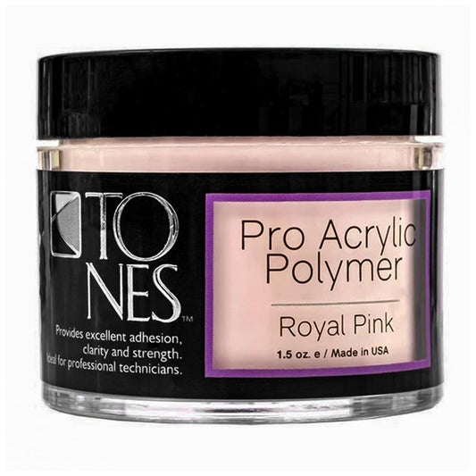 Tones Pro Acrylic Nail Powder, Royal Pink (Soft, Creamy Pastel Pink), (1.5 Fl Oz) - Long-Lasting & Non-Yellowing Polymer for Salon Quality Nail Extensions & 3D Art